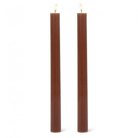 MDR Trading Inc. AB-27-GROOVE-BRN Set Of 2 Ridged Brown Taper Candles