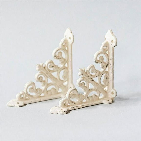 MDR Trading Inc. FP-KIN-130-C Set Of 2 Rustic White Cast Iron Scrolled Patterned Shelf Bracket