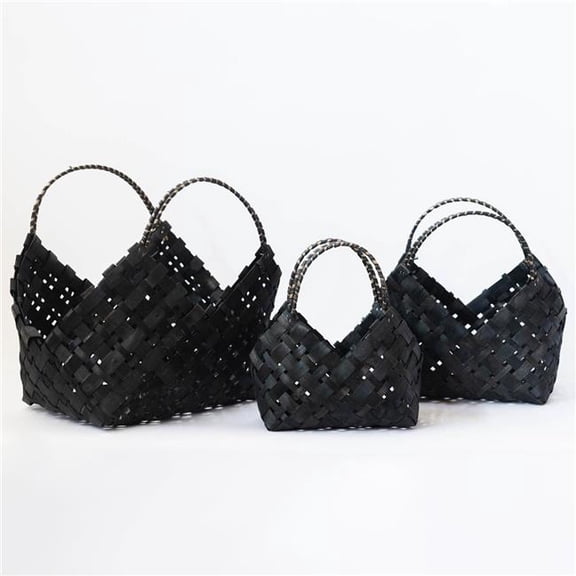 MDR Trading Inc. FP-MAC-174 Set Of 3 Black Woven With Handles Baskets
