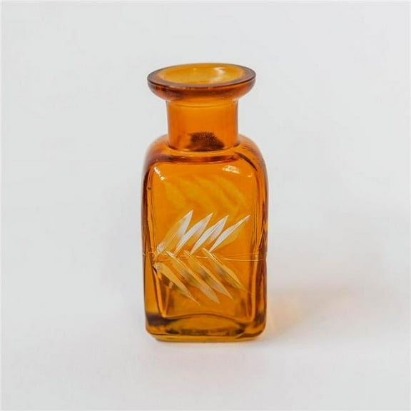 MDR Trading Inc. FP-IMW-051-Br_Q01 Square Orange Brown With White Leaves Decorative Bottle