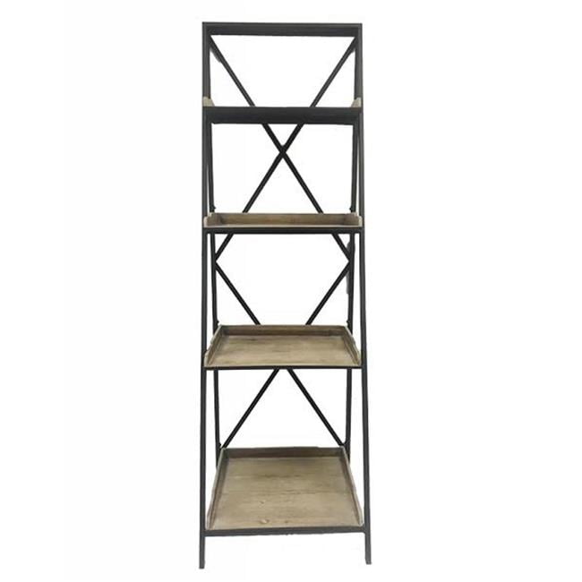 Brown Wood and Metal Staircase Design Etagere Bookcase