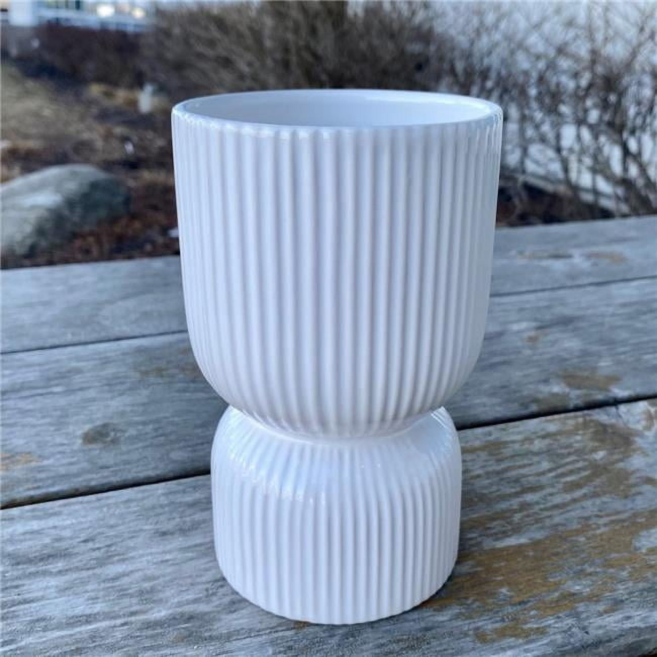 MDR Trading Inc. White Ribbed Pedestal Planter
