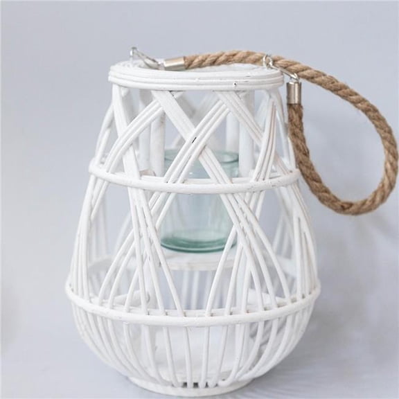 MDR Trading Inc. FP-MAC-164-S_Q01 Wood With Open Weave Look And Rope Handle Lantern