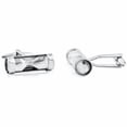 thumbnail image 1 of MDR Trading SS-BC058 25 mm Silver & White Hourglass Shaped Cufflinks, 1 of 1