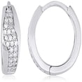 thumbnail image 1 of MDR Trading SS-EKZ168 5.5 mm Silver & White Huggy with Center Micro Set Cubic Zirconia Earrings, 1 of 1