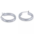 thumbnail image 1 of MDR Trading SS-EKZ334 17.5 mm Silver Hoop with Star Patterned White Cubic Zirconia Stones Earrings, 1 of 1