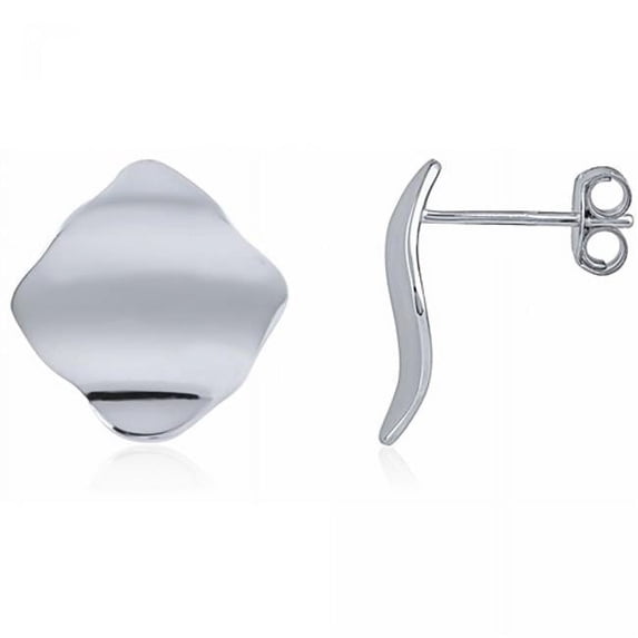 MDR Trading SS-EP171 15.6 mm Silver Diamond Shape Wavy Lines Earrings