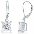 thumbnail image 1 of MDR Trading SS-EZ295A-6M Silver & White with Square Cubic Zirconia Earrings, 1 of 1
