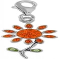 thumbnail image 1 of MDR Trading SS-PE106O-S 22.5 mm Orange Crystal Flower Silver Charm, 1 of 1