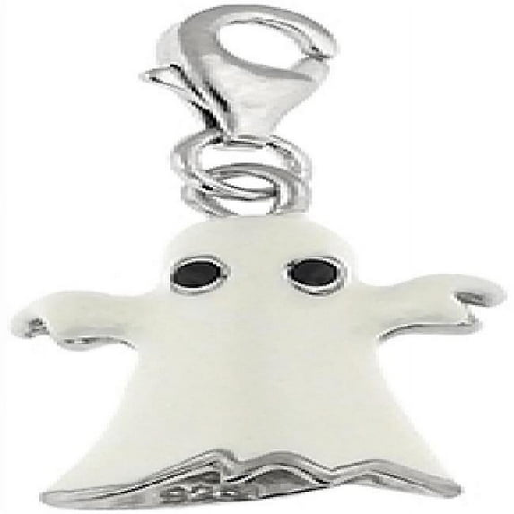 MDR Trading SS-PE153W-S 10.5 mm Silver & White Enamel Ghost Charm