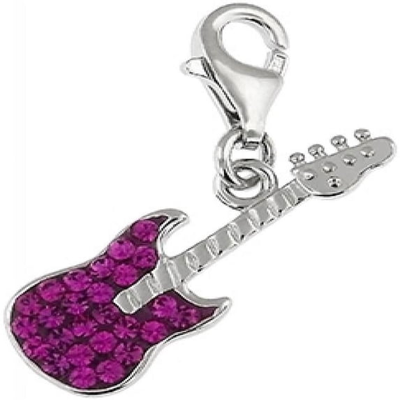 MDR Trading SS-PE169DP-S 8.4 mm Purple Crystal Guitar Silver Charm