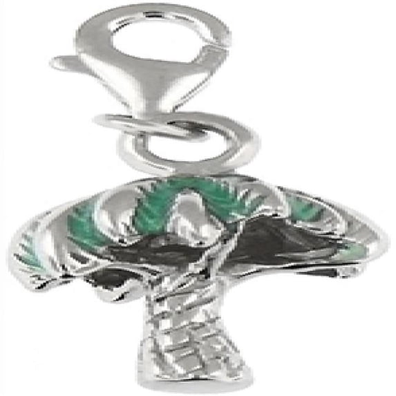 MDR Trading SS-PE276-S 11.2 mm Green & Silver Enamel Palm Tree Charm