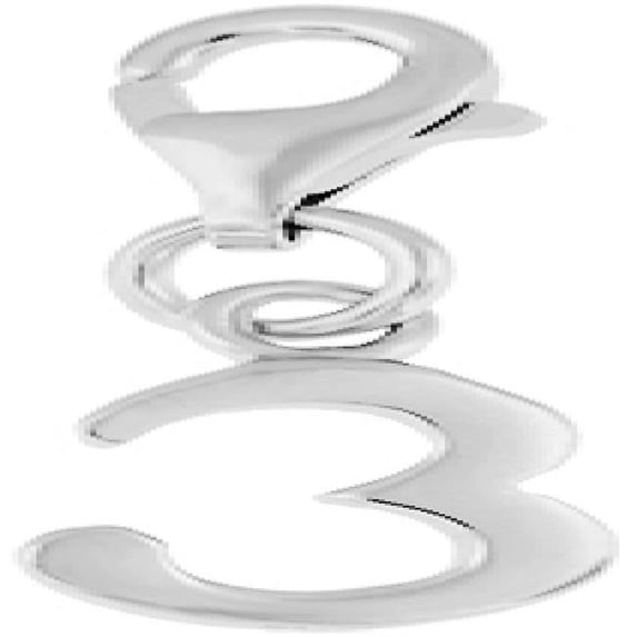 MDR Trading SS-PE304-3-S 7.8 mm Silver Number 3 Charm