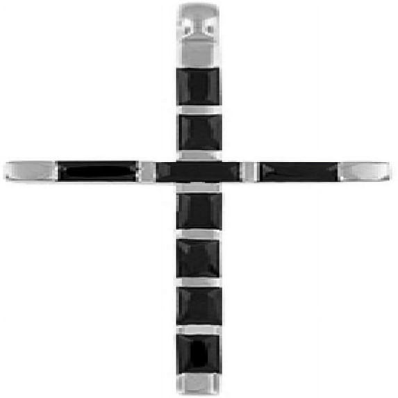 MDR Trading SS-PRZ058BK-S 21.9 mm Silver Cross with Black Cubic Zirconia Pendant