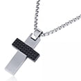 thumbnail image 1 of MDR Trading SS-SSNP026 22 in. Silver & Black Stainless Steel Cross on Rolo Chain Necklace, 1 of 1