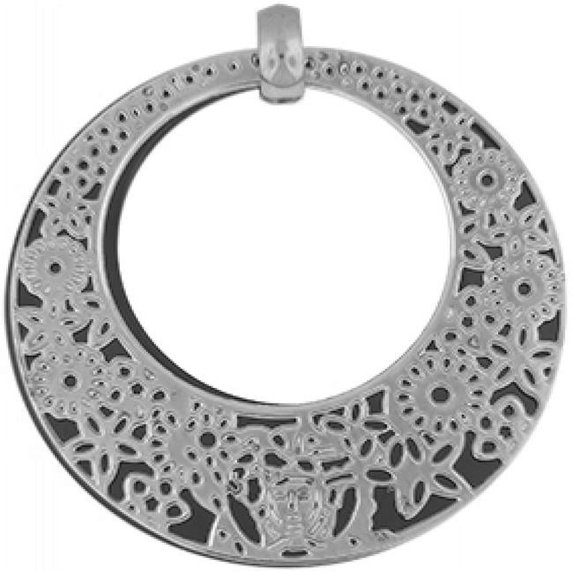MDR Trading SS-SSP116 49.9 mm Circle Cut Out with Black & Silver Trees Pendant