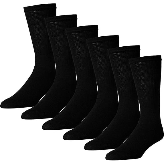 MDR Unisex Adult Crew Socks - Cotton Socks Everyday Use - 3 Pair - Pack Made in USA (as1, numeric, numeric_9, numeric_11, regular, regular, White w/Black Heel & Toe)