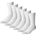 thumbnail image 1 of MDR Unisex Adult Crew Socks - Cotton Socks Everyday Use - 3 Pair - Pack Made in USA (10-13, White w/Gray Heel & Toe), 1 of 5