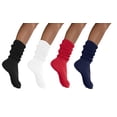 thumbnail image 1 of MDR Women and Men Slouch Socks Extra Tall/Extra Heavy Cotton Socks Made in USA Size 9-11, Pack of 4 (1 Black, 1 White, 1 Red, 1 Navy), 1 of 1