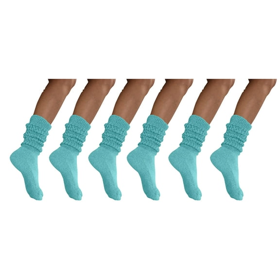 MDR Women and Men Slouch Socks Extra Tall/Extra Heavy Cotton Socks Made in USA Size 9-11, Pack of 6 (6 Yellow)