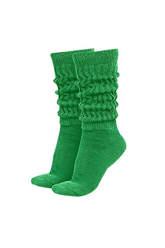 MDR Women's Extra Long Heavy Slouch Cotton Socks Made in USA 1 Pair Size 9 to 11 (Green)