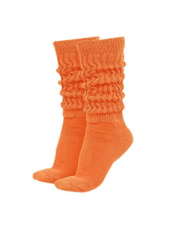 MDR Women's Extra Long Heavy Slouch Cotton Socks 1 Pair Size 9 to 11 (Orange)