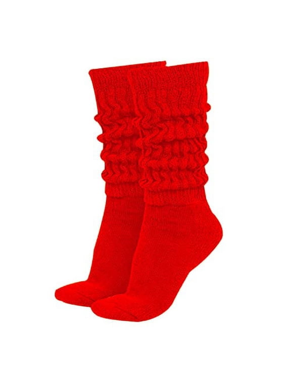 MDR Women's Extra Long Heavy Slouch Cotton Socks 1 Pair Size 9 to 11 (Red)