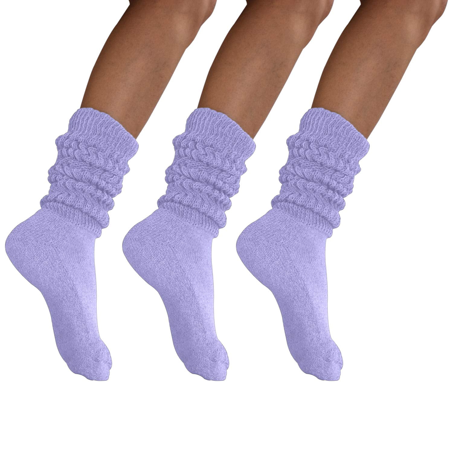 MDR Women's Extra Long Heavy Slouch Cotton Socks Made in USA 3 Pairs