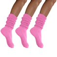 thumbnail image 1 of MDR Women's Extra Long Heavy Slouch Cotton Socks Made in USA 3 Pairs Size 9 to 11 (3 Pink), 1 of 1