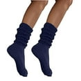 thumbnail image 1 of MDR Women's Extra Long & Heavy Slouch Cotton Wear at any Length Socks Made in USA 2 Pair Size 9 to 11 (2 Navy ), 1 of 8