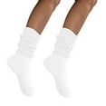 thumbnail image 1 of MDR Women's Extra Long & Heavy Slouch Cotton Wear at any Length Socks Made in USA 2 Pair Size 9 to 11 (2 White ), 1 of 8