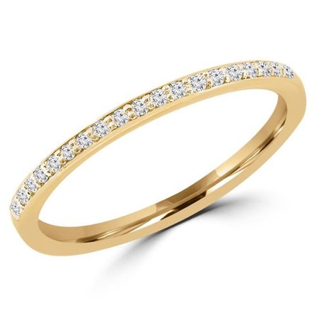 MDR130032-5.75 0.125 CTW Round Diamond Semi-Eternity Thin Wedding Anniversary Band Ring in 14K Yellow Gold - Size 5.75