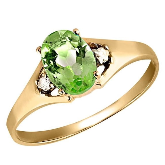 MDR130075-7.25 0.33 CTW Oval Cut Peridot & Diamond Cocktail Ring in 10K Yellow Gold - Size 7.25