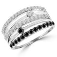 thumbnail image 1 of MDR140107-3.5 0.8 CTW 5-Row Black & White Diamond Fashion Cocktail Ring in 14K White Gold - Size 3.5, 1 of 1
