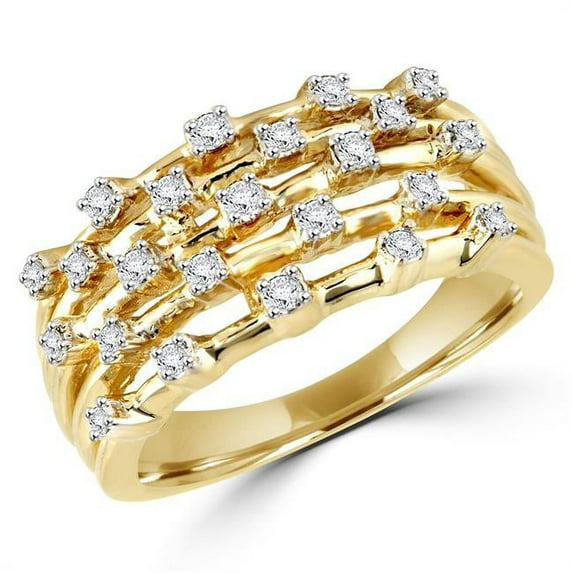 MDR140122-5.5 0.25 CTW Round Diamond Cocktail Ring in 14K Yellow Gold - Size 5.5