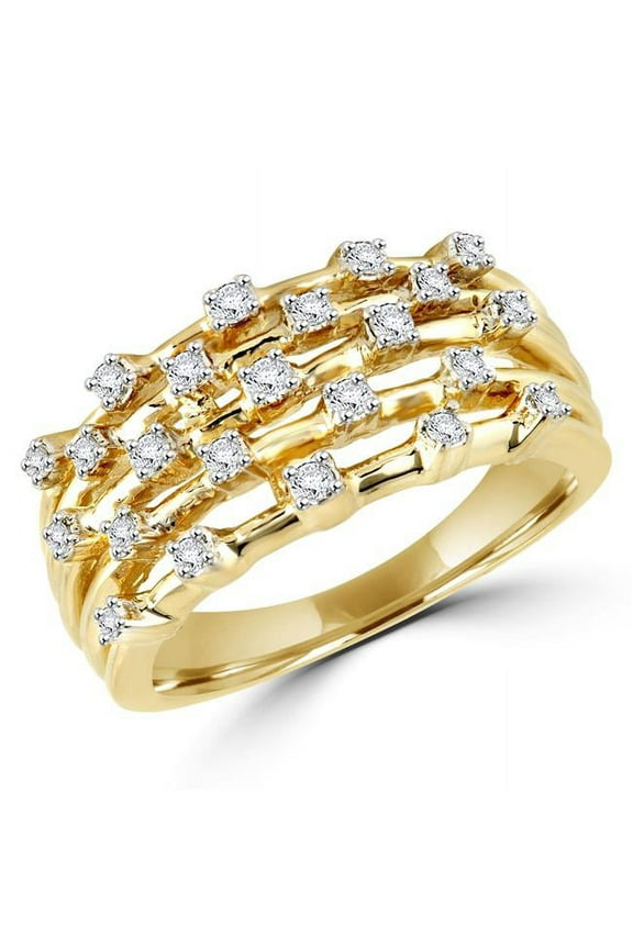 MDR140122-8.75 0.25 CTW Round Diamond Cocktail Ring in 14K Yellow Gold - Size 8.75
