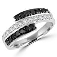 thumbnail image 1 of MDR140130-3.5 0.75 CTW Black & White Round Diamond Fashion Cocktail Ring in 14K White Gold - Size 3.5, 1 of 1