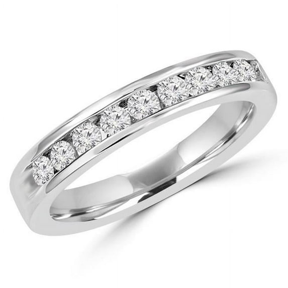 MDR140135-3.5 0.5 CTW Channel Set Round Cut Diamond Anniversary Wedding Band Ring in 14K White Gold - Size 3.5