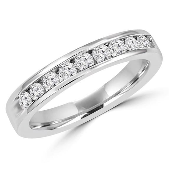 MDR140135-8.75 0.5 CTW Channel Set Round Cut Diamond Anniversary Wedding Band Ring in 14K White Gold - Size 8.75