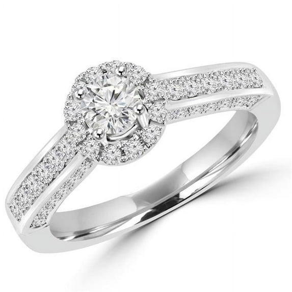MDR150040-8.75 1 CTW Round Diamond Halo Antique Vintage Engagement Ring in 14K White Gold - 8.75