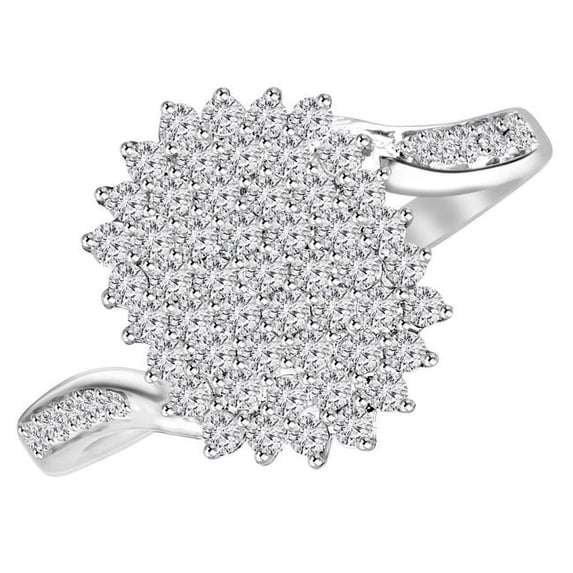 MDR160007-6 0.5 CTW Round Diamond Cluster Cocktail Ring in 14K White Gold - 6