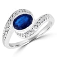 thumbnail image 1 of MDR170020-6.5 1.1 CTW Oval Blue Sapphire Bypass Cocktail Ring in 14K White Gold - 6.5, 1 of 1
