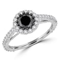 thumbnail image 1 of MDR170031-P 1.05 CTW Round Black Diamond Halo Engagement Ring in 10K White Gold with White Diamond Accents, 1 of 1