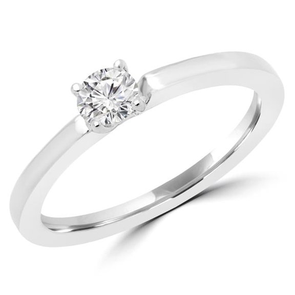 MDR170049-7.5 0.25 CT Round Diamond Promise Solitaire Engagement Ring in 14K White Gold - 7.5