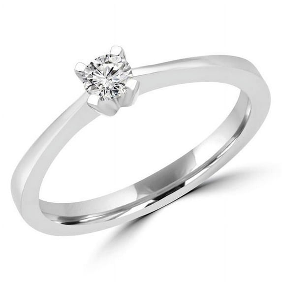 MDR170051-4.25 0.16 CT Round Diamond Promise Solitaire Engagement Ring in 14K White Gold - 4.25