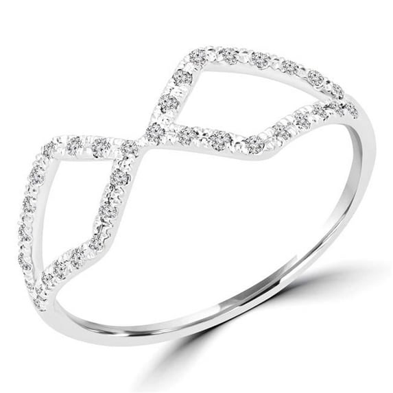 MDR170055-5.25 0.12 CTW Round Diamond Cocktail Ring in 14K White Gold - 5.25