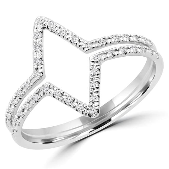 MDR170058-4 0.12 CTW Round Diamond Cocktail Ring in 14K White Gold - 4