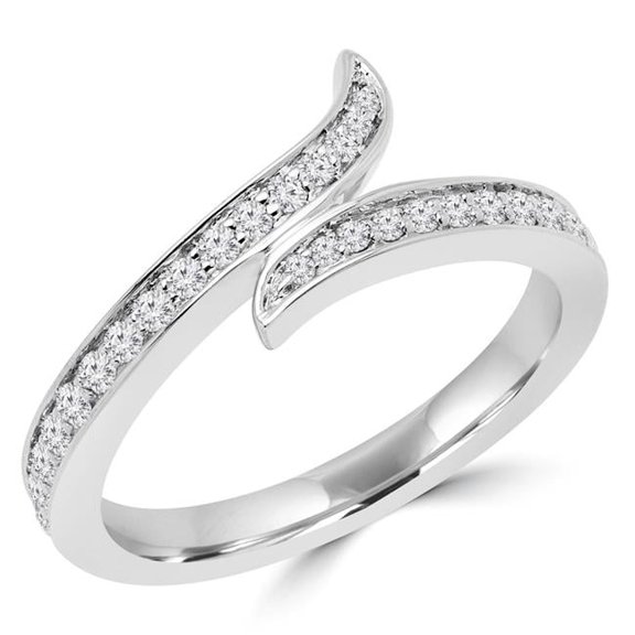 MDR170060-5.5 0.33 CTW Round Diamond Semi-Eternity Wedding Band Ring in 14K White Gold - Size 5.5