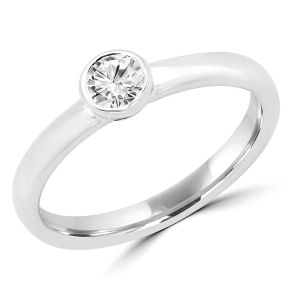 MDR170061-8.5 0.25 CT Round Diamond Promise Solitaire Engagement Ring in 14K White Gold - Size 8.5