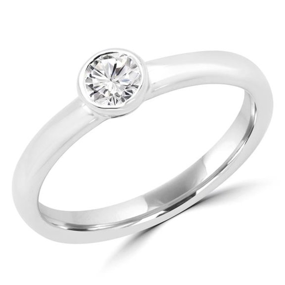 MDR170061-9 0.25 CT Round Diamond Promise Solitaire Engagement Ring in 14K White Gold - Size 9